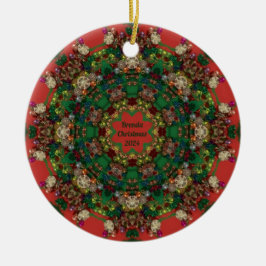 BRENDA ~ CHRISTMAS Grönt Gult Blue Red 2024 ~ Julgransprydnad Keramik