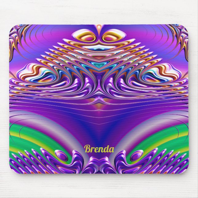 BRENDA ~ Zany Grönt, Blue, Gult och Lila Musmatta (Framsidan)