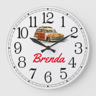 Brendas Surfer Girl Woody Large Clock Stor Klocka