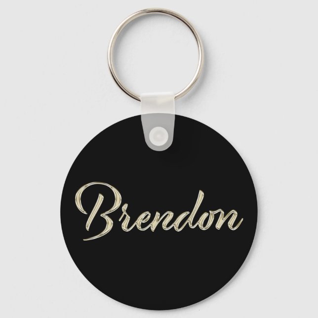 Brendon Namn whitegold Button Schlüsselanhänger Nyckelring (Framsida)
