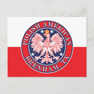 Brenham Texas polska American Eagle Vykort