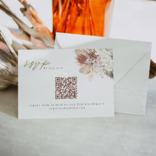 BRENNA Bohemian Tropical Handflatan QR Code Bröllo Inbjudningar