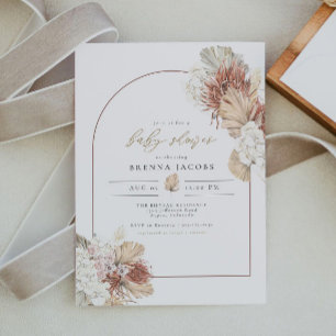 BRENNA Boho Arch Terracotta Handflatan Baby Shower Inbjudningar