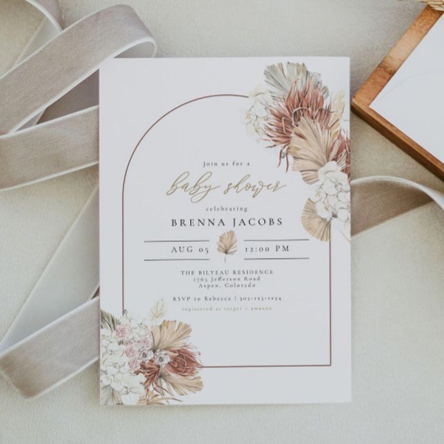 BRENNA Boho Arch Terracotta Handflatan Baby Shower Inbjudningar (Skapare uppladdad)