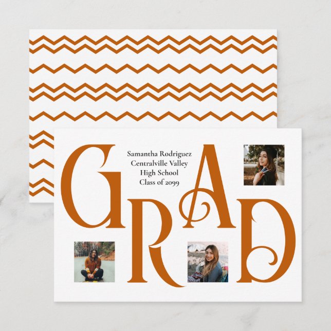 Brent Orang, trefoto Classic och fet GRAD Brev Meddelande (Fram/baksida)