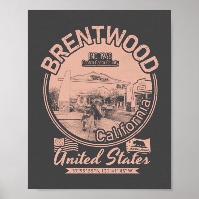 BRENTWOOD CALIFORNIA - STADEN BRENTWOOD CA POSTER (Framsidan)