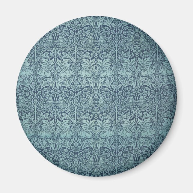 Brer Rabbit av William Morris Blått Textilmönster Magnet (Framsidan)