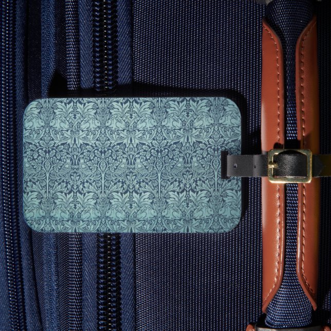 Brer Rabbit av William Morris Blue Textile Mönster Bagagebricka (Framsida Insitu 4)