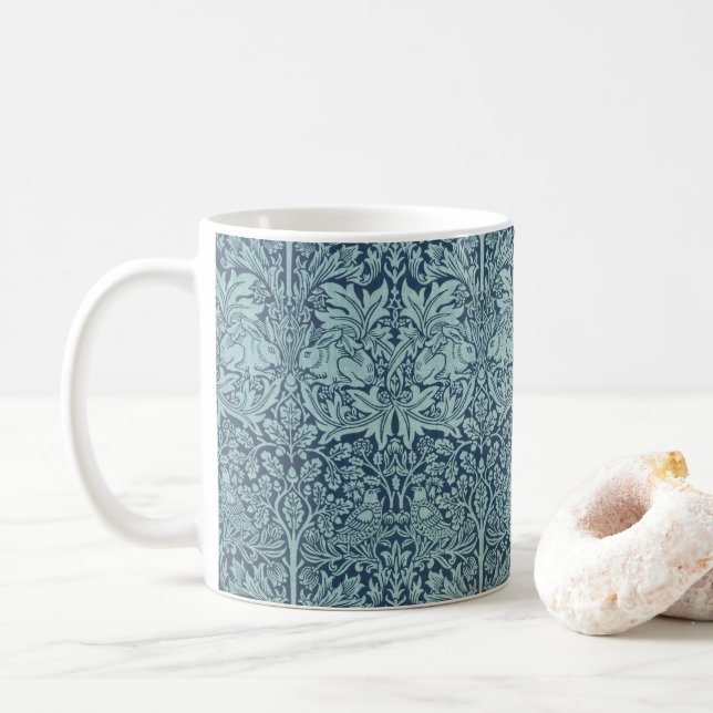 Brer Rabbit av William Morris Blue Textile Mönster Kaffemugg (Med munk)