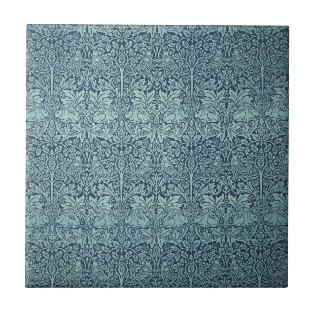 Brer Rabbit av William Morris Blue Textile Mönster Kakelplatta (Framsidan)