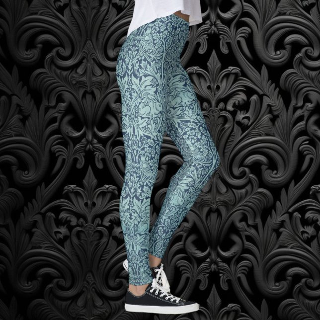 Brer Rabbit av William Morris Blue Textile Mönster Leggings (Brer Rabbit by William Morris, Textile Pattern Leggings)