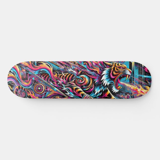 Brerce Neon Tiger Cosmic Skateboard Skate Deck (Horz)
