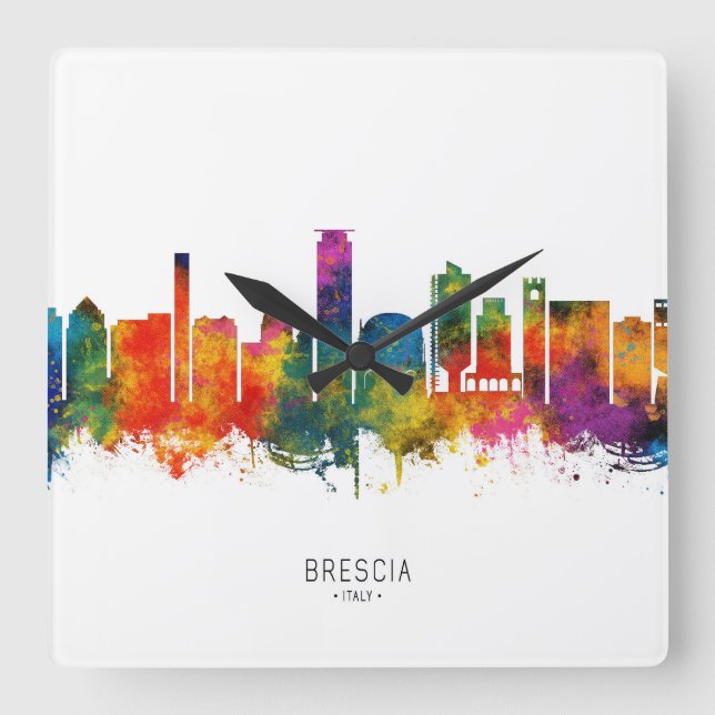 Brescia Italien Skyline Fyrkantig Klocka (Framsida)
