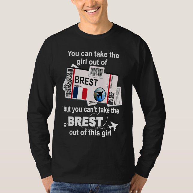 Brest Boarding Pass Brest Girl Brest T Shirt (Framsida)