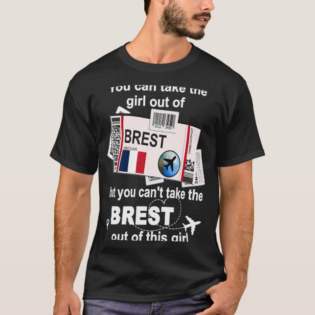 Brest Boarding Pass Brest Girl Brest T Shirt (Framsida)