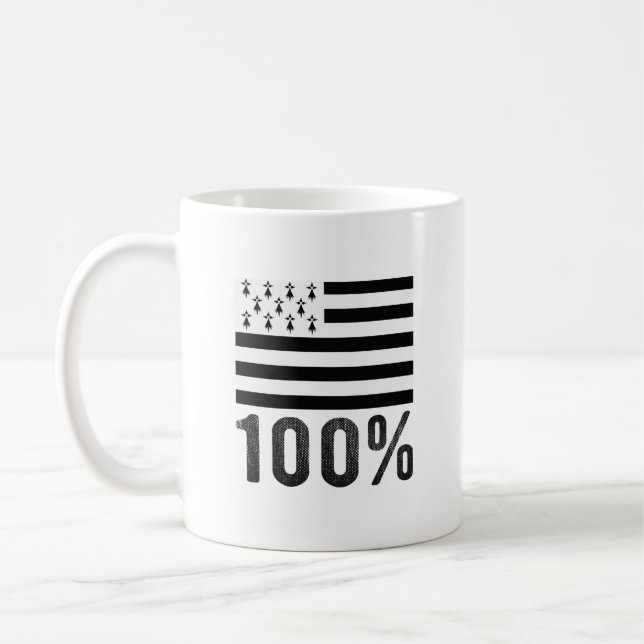 Bretagne 100 % Drapeau Breton Kaffemugg (Vänster)