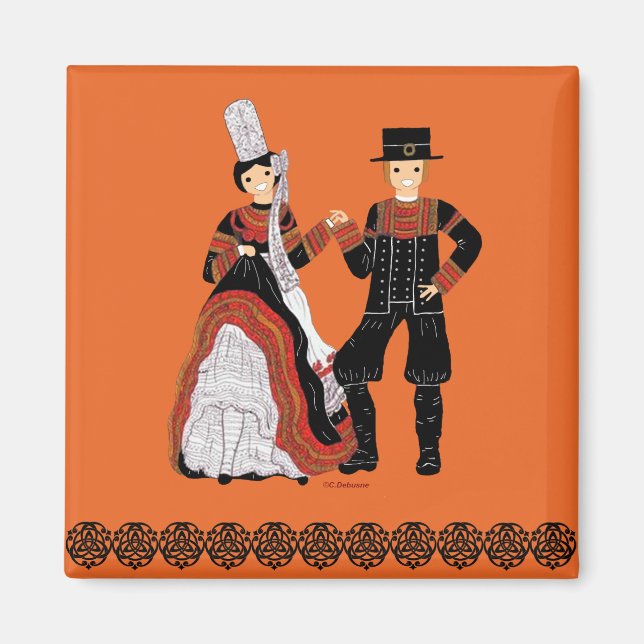 Bretagne, Bigouden, Frankrike Magnet (Framsidan)