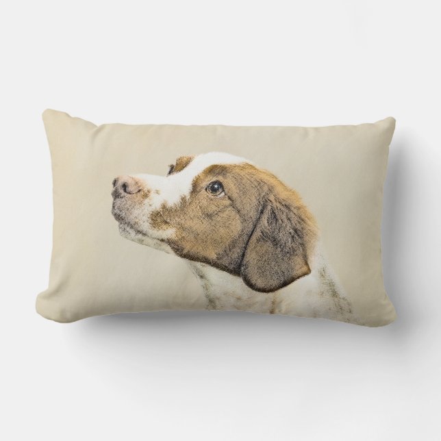 Bretagne - Cute Original Hund Art Lumbarkudde (Framsida)