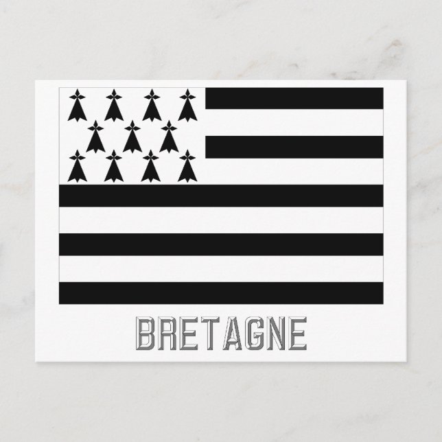 Bretagne flagga med namn vykort (Framsida)