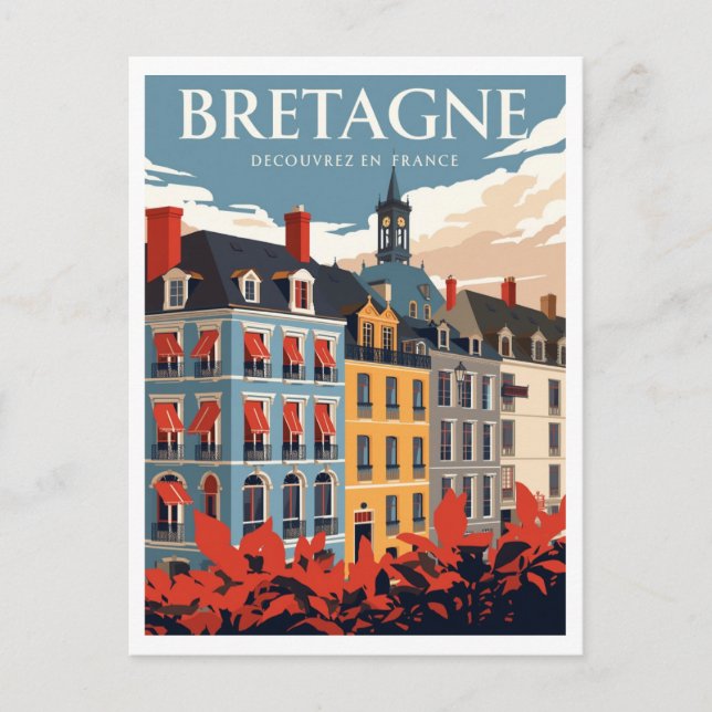 Bretagne Frankrike Retro Resa Vykort (Framsida)