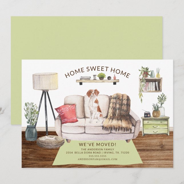 Bretagne Hund Flytta Inbjudningar (Fram/baksida)