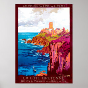 Bretagne Kusten Vintage Fransk Travel Poster
