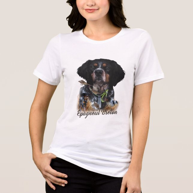 Bretagne spanel, fåglarnas passion t shirt (Framsida)