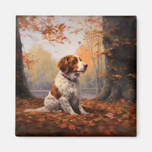 Bretagne spanel i Höst löv Fall Inspire Magnet