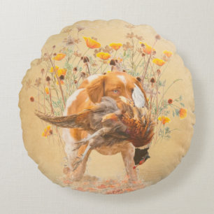 Bretagne spanel, jakt på heasant-kaffe Mugg T-Sh Rund Kudde