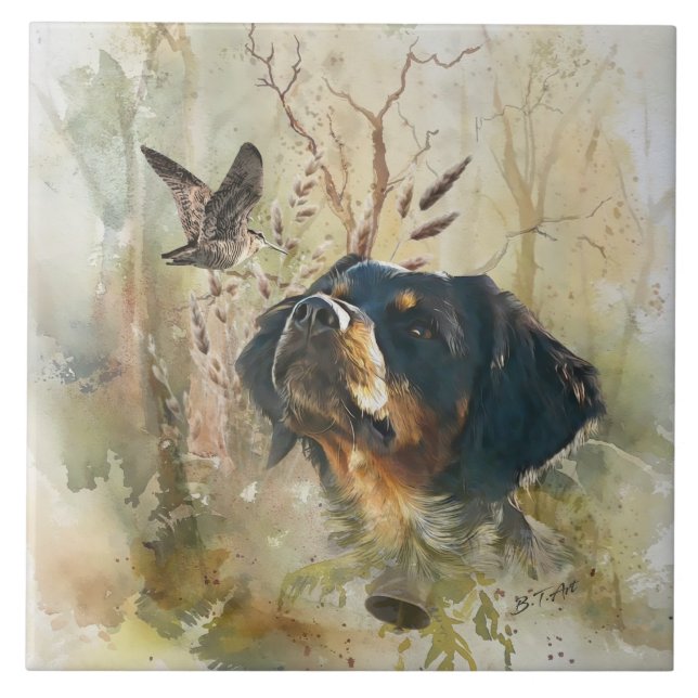 Bretagne spanjor och vedkuk kakelplatta (Framsidan)