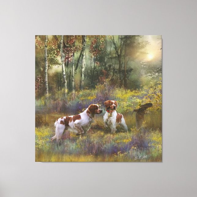 Bretagne spanjor, Woodcock Hunting, Art Canvastryck (Framsida)