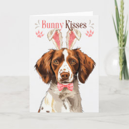 Bretagne Spanska Hund i Bunny Öron för Påsk Helgkort