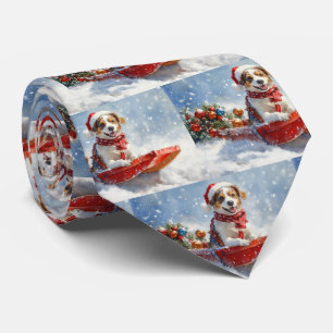 Bretagne Spanska Hund i Sledge jul Slips