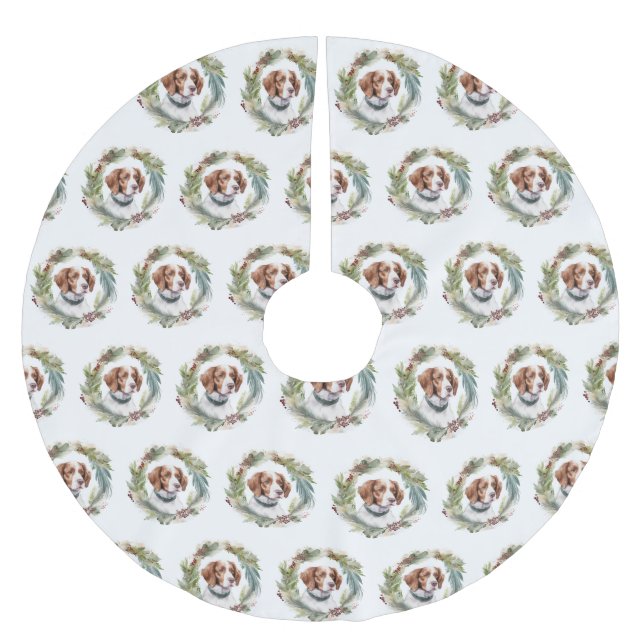 Bretagne Spanska julafton Valp Julgransmatta Borstad Polyester (Framsidan)