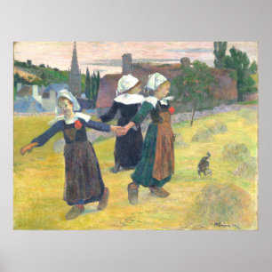 Breton Girls Dancing - Paul Gauguin Fine Art Poster