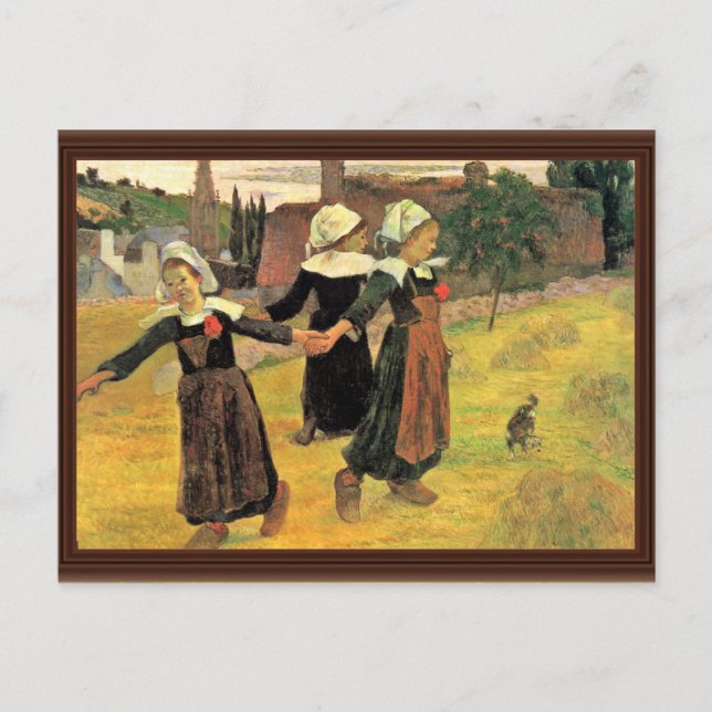 Breton Girls Dancing Pont Aven av Paul Gauguin Vykort (Framsida)