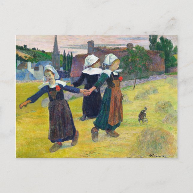 Breton Girls Dancing Pont-Aven av Paul Gauguin Vykort (Framsida)