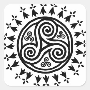 Breton triskel & hermines fyrkantigt klistermärke