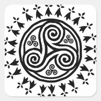 Breton triskel & hermines fyrkantigt klistermärke