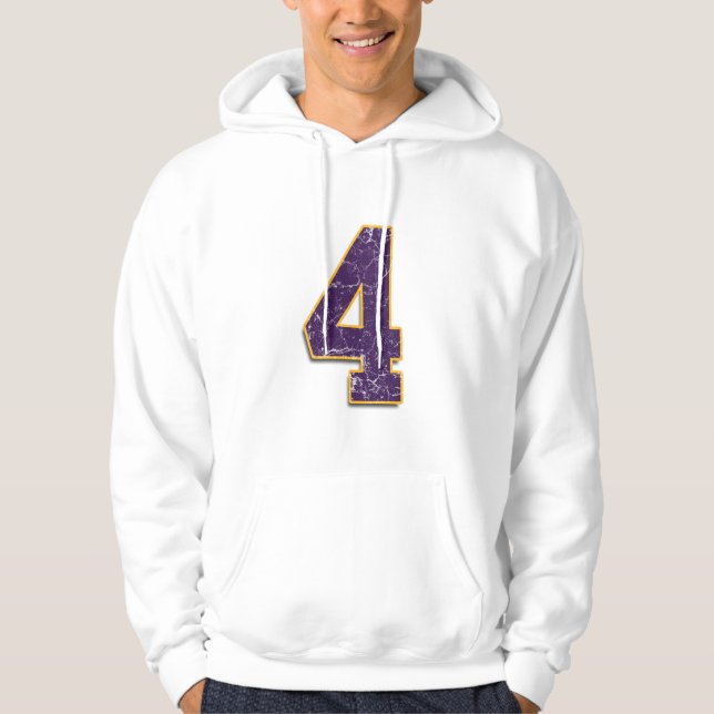 Brett Favre beställnings- Vikings #4 Hooded tröja Sweatshirt (Framsida)