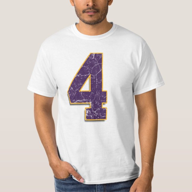 Brett Favre beställnings- Vikings #4 skjorta T Shirt (Framsida)