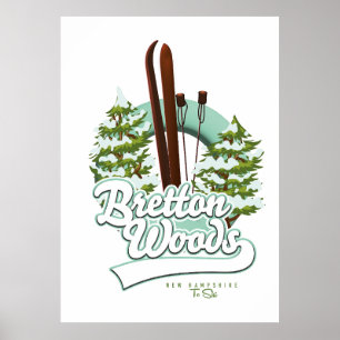 Bretton Skogen New Hampshire ski logotyp Poster