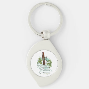 Bretton Woods New Hampshire skidrott Trucker mössa Swirl Silverfärgad Nyckelring