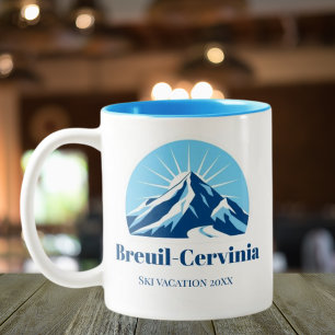 Breuil-Cervinia Italien ski resort souvenir Två-Tonad Mugg