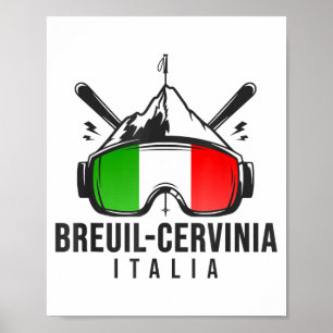 Breuil-cervinia skidområde retro skiding poster