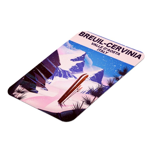 Breuil-Cervinia,Valle d'Aosta, Italien, skidaffisc Magnet (Vänstra Sidan)