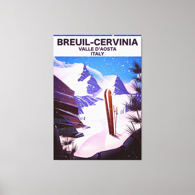 Breuil-Cervinia,Valle d'Aosta, italien,skidposter Canvastryck (Framsida)