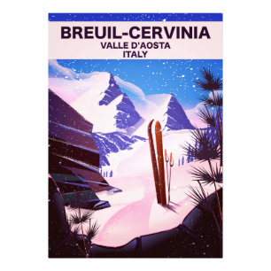 Breuil-Cervinia,Valle d'Aosta, italien,skidposter Fototryck