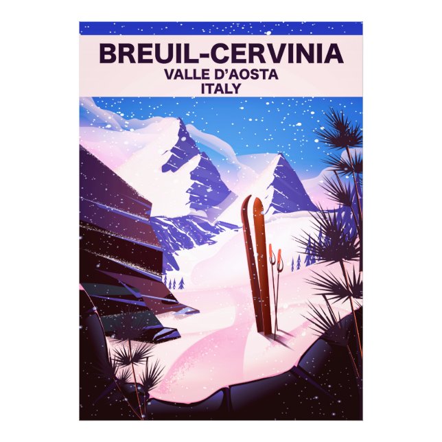 Breuil-Cervinia,Valle d'Aosta, italien,skidposter Fototryck (Framsidan)