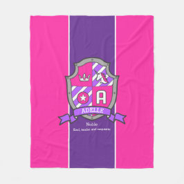 Brev A Adelle namn betyder rosa lila unicorn Fleecefilt